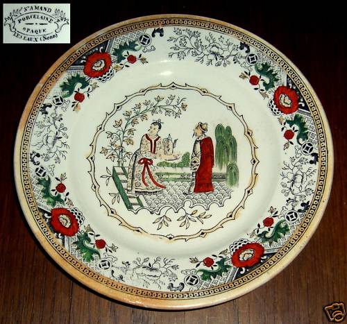 Assiette à gateau au Chinois St Amand les Eaux - Bettignies 1850
